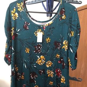 Teal Ruffled Sleeve Top NWT